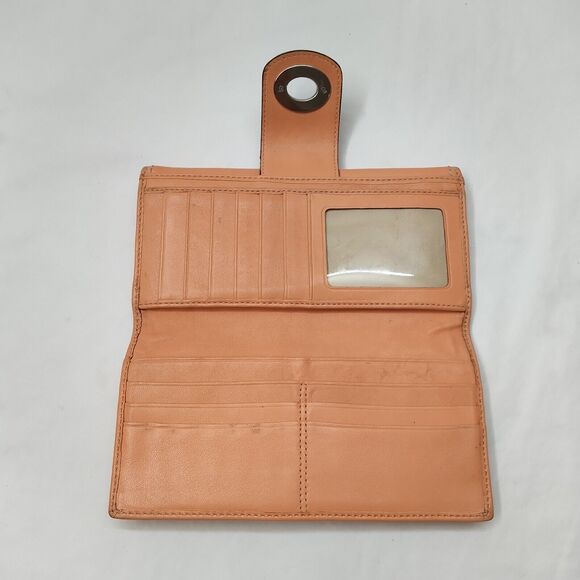 Coach Orange Leather Turn Lock Credit Card ID Window Bifold Wallet - Picture 8 of 15